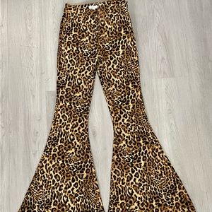 Cheetah print flared jeans